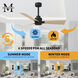 Atlas Alessandra 56 inch Matte Black with Light Maple Tone Blades Transitional Ceiling Fan